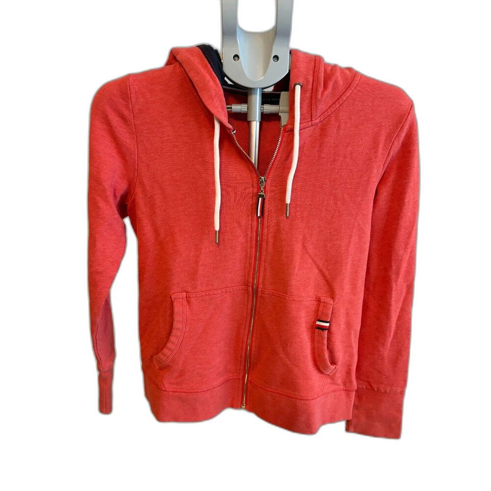 Tommy Hilfiger Womens Zip Up Hoodie Small Red White Blue Classic Americana